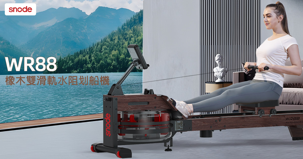 Snode Rowing Machine 【Snode】WR88 橡木雙滑軌水阻划船機 BH 歐洲百年品牌- 跑步機‧按摩椅‧健身器材‧飛輪車‧健身車