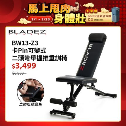 【BLADEZ】BW13-Z3-卡Pin可變式二頭彎舉握推重訓椅